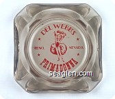 Del Webb's Primadonna Reno Nevada - Red on white imprint Glass Ashtray