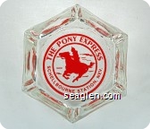 The Pony Express, Schellbourne Station, Nev - Red imprint Glass Ashtray