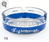 Las Vegas Riviera Las Vegas, Delmonico, Cafe Noir, Lighthouse - Blue and white imprint Glass Ashtray