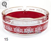 Jesse Beck's, Riverside, Hotel & Casino, Reno Nevada - Red and white imprint Glass Ashtray