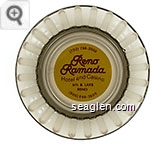 (702) 788-2000, Reno Ramada Hotel and Casino, 6th & Lake, Reno, (800) 648-3600 - Red on yellow imprint Glass Ashtray
