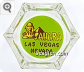 Hotel Sahara, Las Vegas Nevada - Yellow and brown on green imprint Glass Ashtray