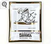 Gimme? Gimme!, ''Harvey Hustlemoney'', Hotel Sahara Invitational 1962 - Black and gold on white imprint Glass Ashtray