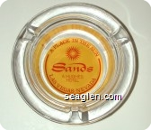 Sands, A Place in the Sun, A Hughes Hotel, Las Vegas . Nevada - Red on yellow imprint Glass Ashtray
