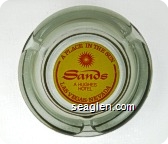 Sands, A Place in the Sun, A Hughes Hotel, Las Vegas . Nevada - Red on yellow imprint Glass Ashtray
