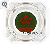 The Star Bar - Casino, Italian & Basque Family Style Dinners, Elko, Nevada, RE 8-9569 - Green on orange imprint Glass Ashtray