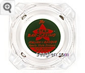 The Star Bar - Casino, Italian & Basque Family Style Dinners, Elko, Nevada, RE 8-3415 - Green on orange imprint Glass Ashtray