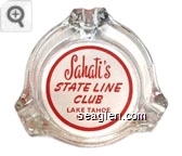 Sahati's State Line Club, Lake Tahoe Nevada - Red on white imprint Glass Ashtray