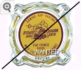Gaming - Bar - Dancing, Stage Coach Inn, Elko Nevada, Fine Chinese Foods, Most Liberal Slot Machines - Red on yellow imprint Glass Ashtray