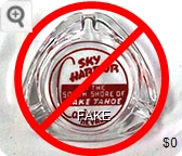 Sky Harbor Casino, On the South Shore of Lake Tahoe, Nevada - Red imprint Glass Ashtray