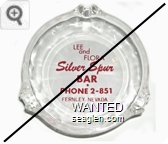 Lee and Flora, Silver Spur Bar, Phone 2-851, Fernley, Nevada - Red on white imprint Glass Ashtray