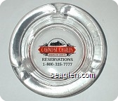Casino St. Charles, Riverfront Station, Reservations 1-800-325-7777 (USA molded under lip) - Red and black imprint Glass Ashtray