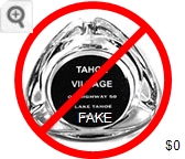 Tahoe Village, On Highway 50, Lake Tahoe, Nevada - Clear thru black imprint Glass Ashtray