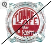 Towne Cafe Bar & Casino, Ely, Nev. - Red on white imprint Glass Ashtray
