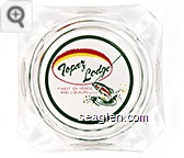 Topaz Lodge, Finest of Foods and Liqueurs - Green, red and yellow on white imprint Glass Ashtray