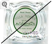 World Famous Villa Venice, Italian Restaurant, Las Vegas, Nevada - Green on white imprint Glass Ashtray