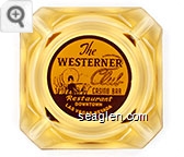 The Westerner Club Casino Bar, Restaurant Downtown Las Vegas, Nevada - Brown and yellow imprint Glass Ashtray